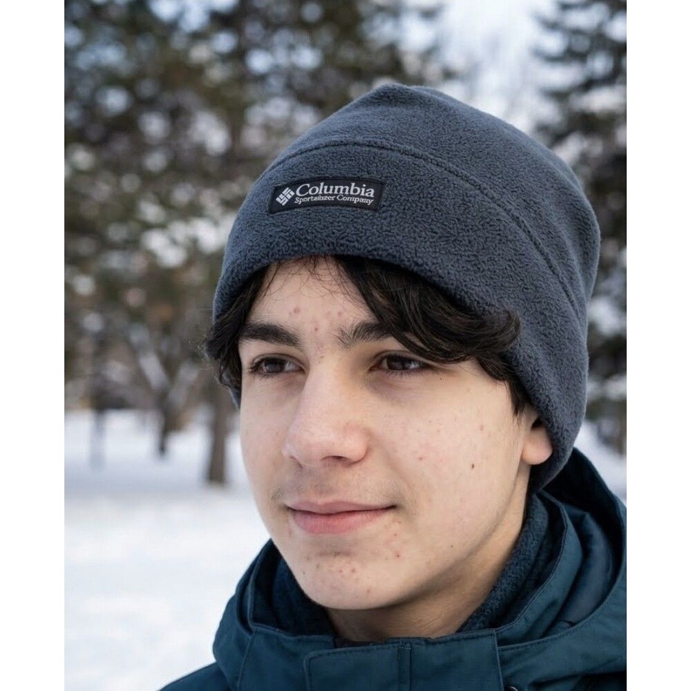 Columbia Unisex Medium Blue Fleece Warm Winter Hat Beanie Youth L/XL Ski Snow